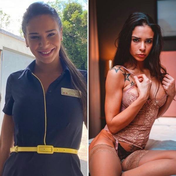 Hot Flight Attendants With And Without Their Uniforms