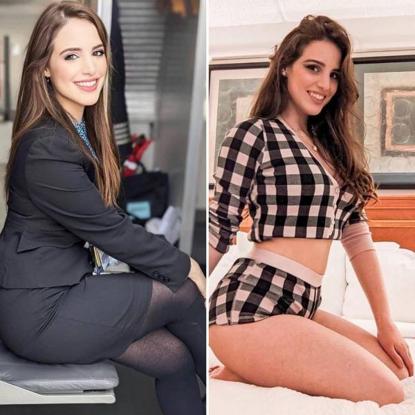 Hot Flight Attendants With And Without Their Uniforms