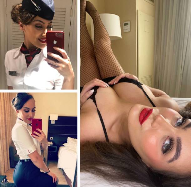 Sexy Flight Attendants With And Without Their Uniforms