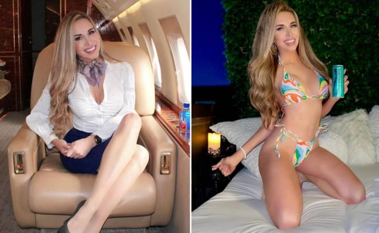 Hot Flight Attendants With And Without Their Uniforms