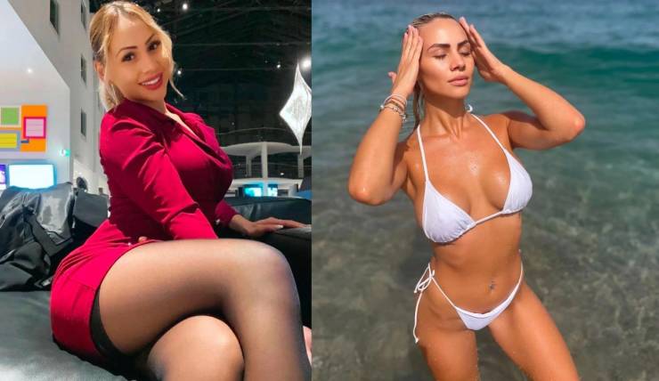 Hot Flight Attendants With And Without Their Uniforms