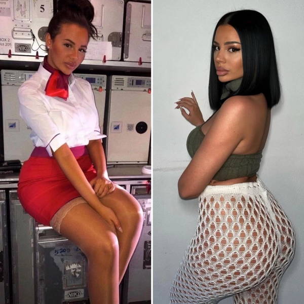 Hot Flight Attendants With And Without Their Uniforms