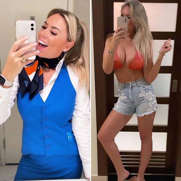Hot Flight Attendants With And Without Their Uniforms