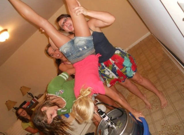 College Girls Kicking Ass at Kegstands