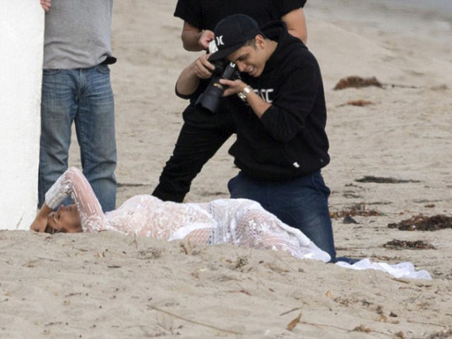 Cindy Crawford Goes Braless on the Beach